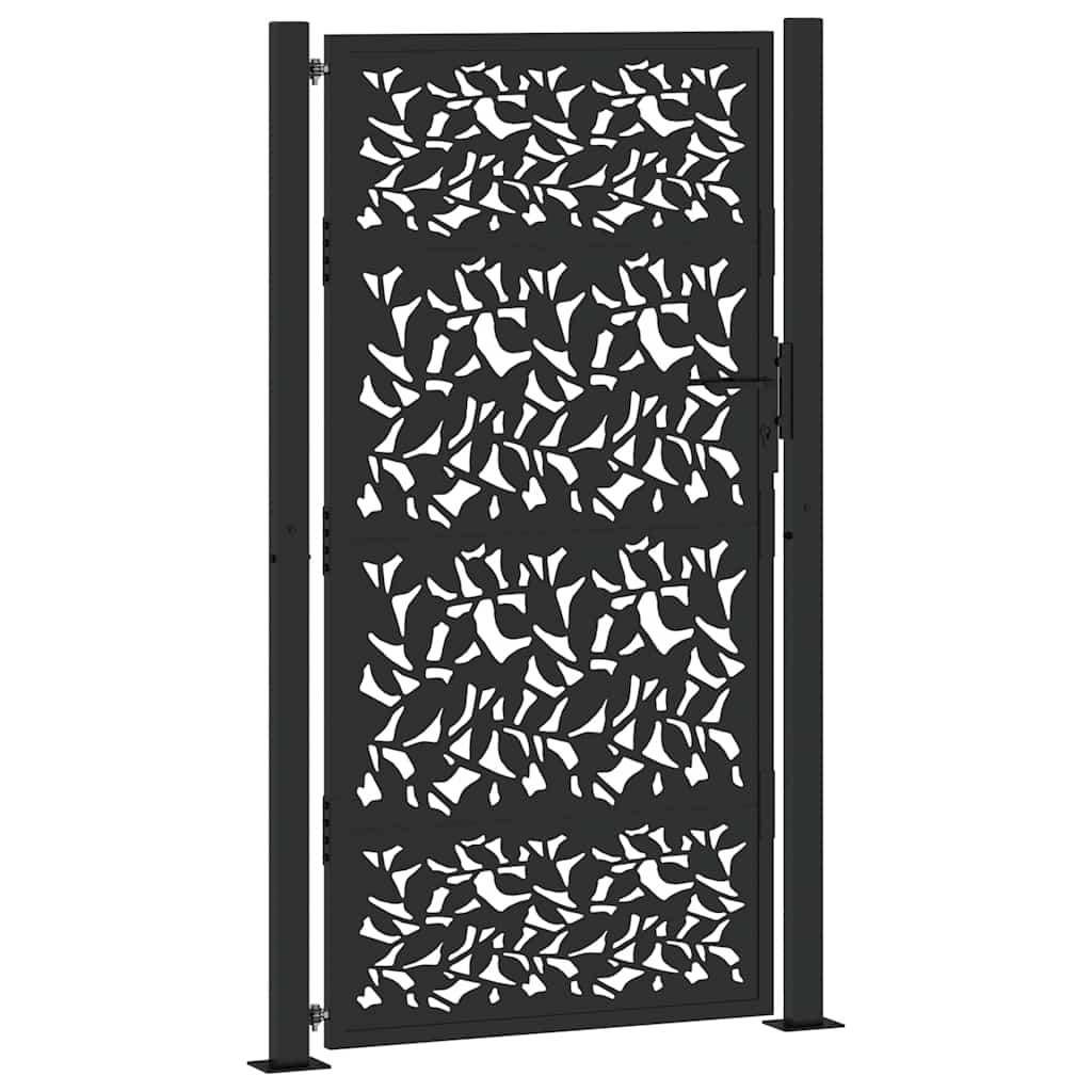 Garden Gate Black 100x175 cm Steel Leaf Design