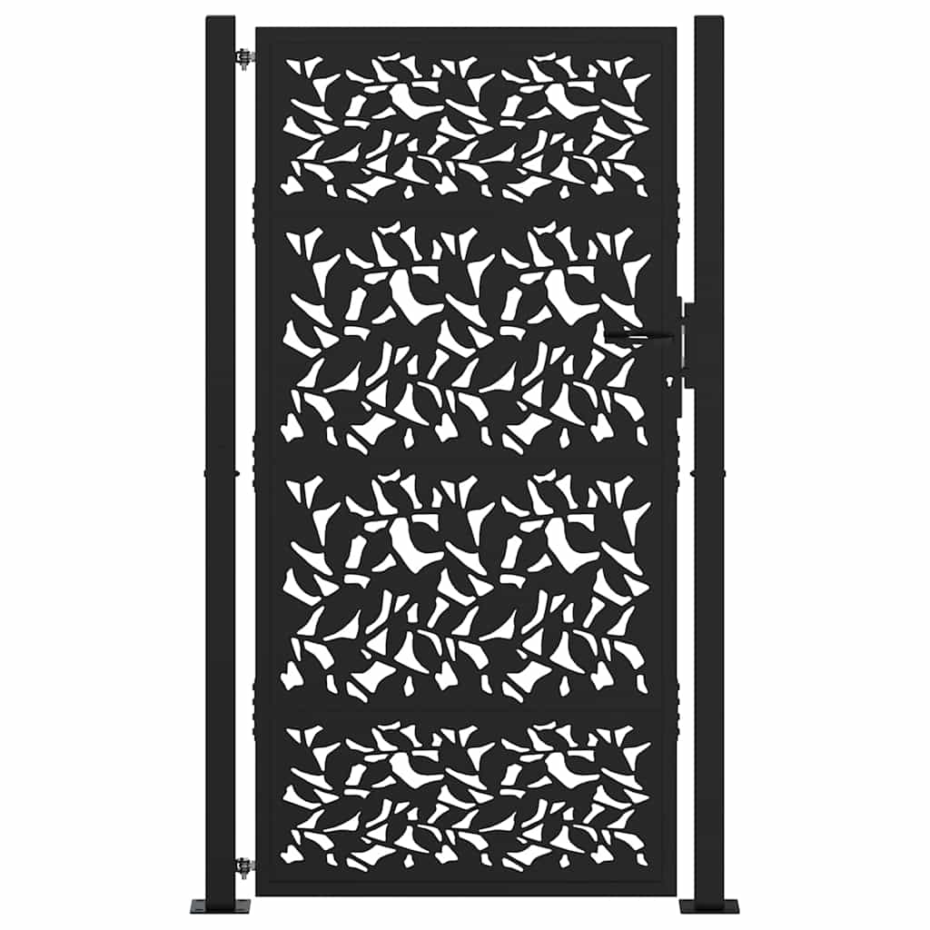 Garden Gate Black 100x175 cm Steel Leaf Design