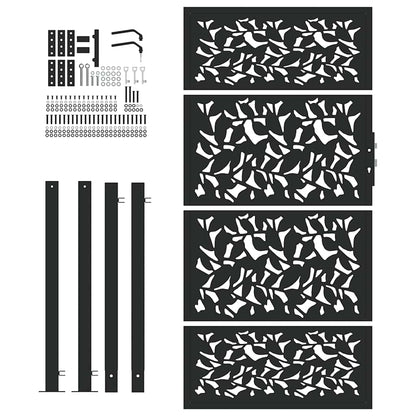 Garden Gate Black 100x175 cm Steel Leaf Design