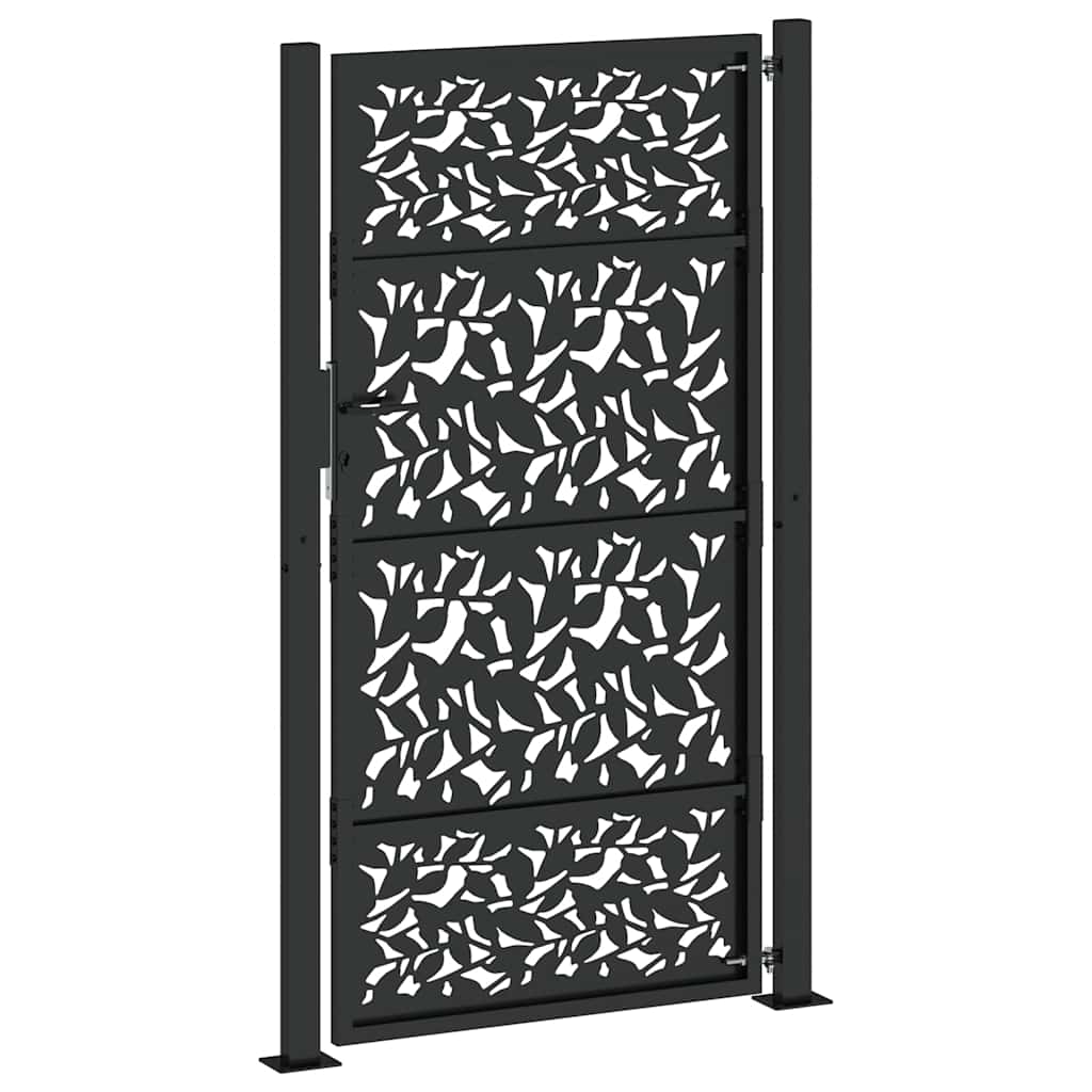 Garden Gate Black 100x175 cm Steel Leaf Design