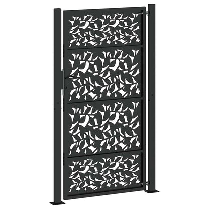 Garden Gate Black 100x175 cm Steel Leaf Design