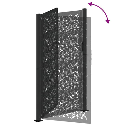 Garden Gate Black 100x175 cm Steel Leaf Design