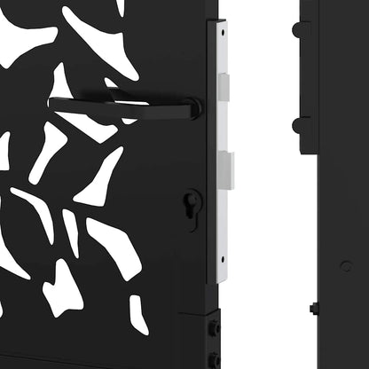 Garden Gate Black 100x175 cm Steel Leaf Design
