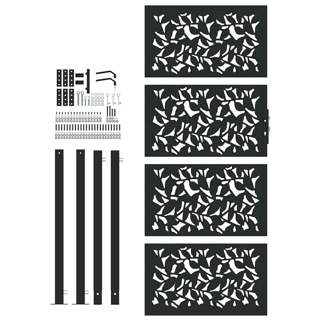 Garden Gate Black 100x200 cm Steel Leaf Design
