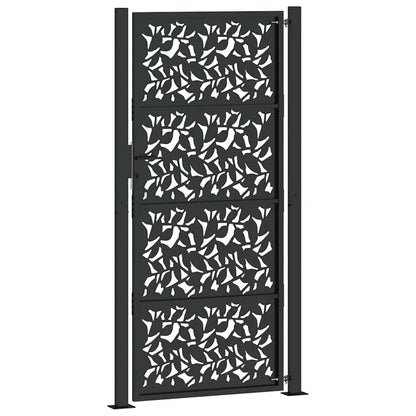 Garden Gate Black 100x200 cm Steel Leaf Design