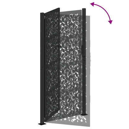 Garden Gate Black 100x200 cm Steel Leaf Design