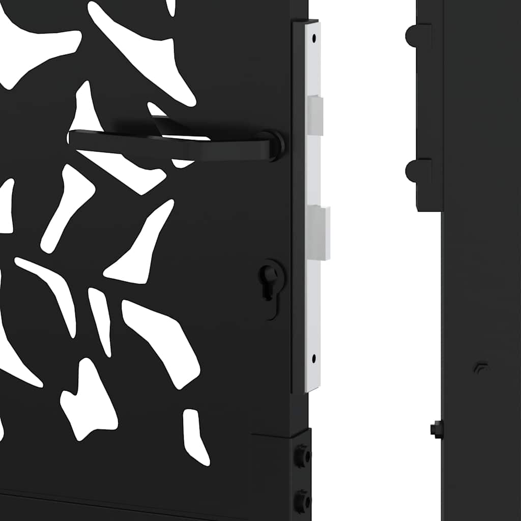 Garden Gate Black 100x200 cm Steel Leaf Design