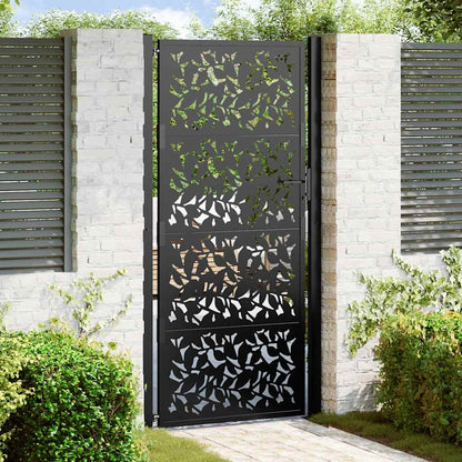 Garden Gate Black 100x200 cm Steel Leaf Design