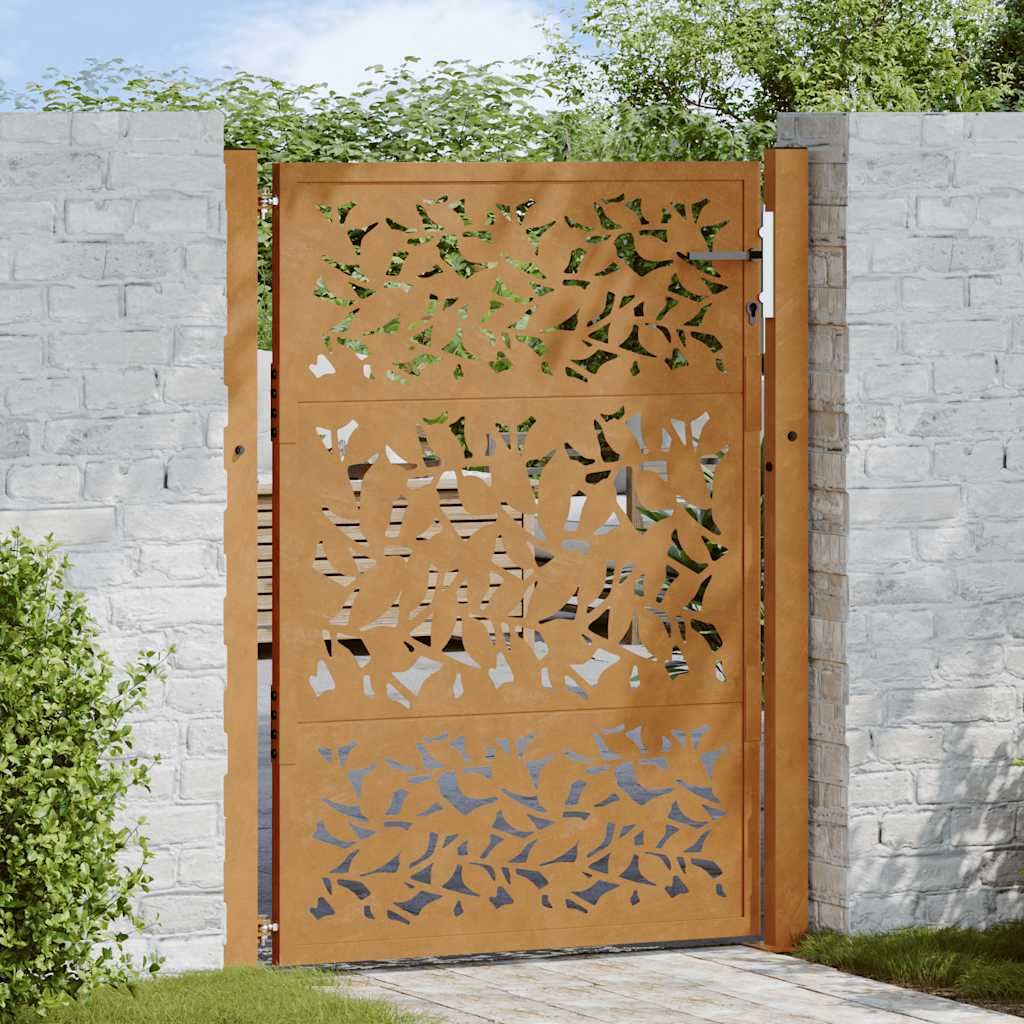 Garden Gate 100x125 cm Weathering Steel Leaf Design