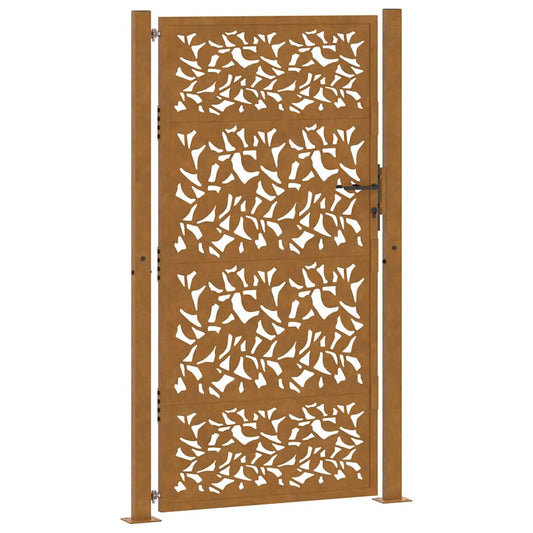 Garden Gate 100x200 cm Weathering Steel Leaf Design