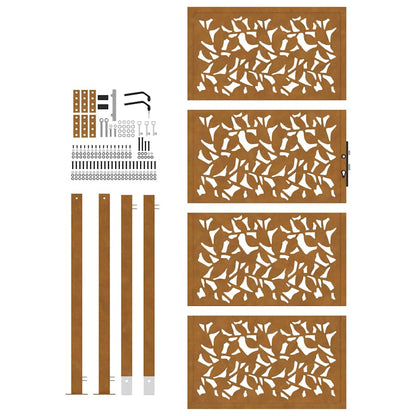 Garden Gate 100x200 cm Weathering Steel Leaf Design