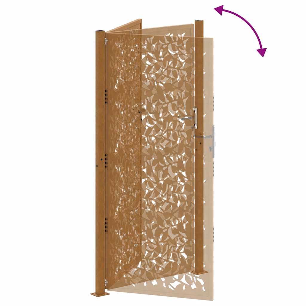 Garden Gate 100x200 cm Weathering Steel Leaf Design