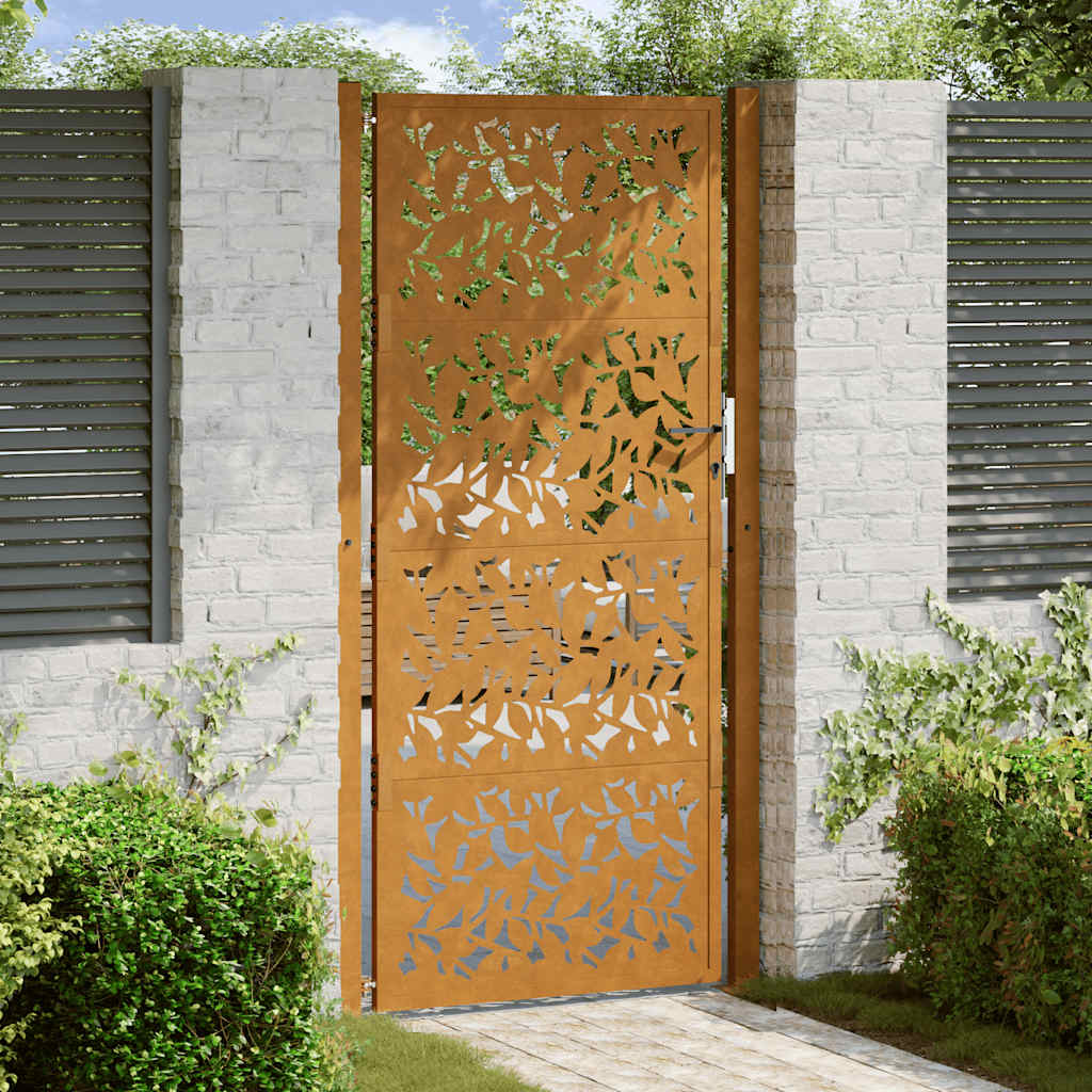 Garden Gate 100x200 cm Weathering Steel Leaf Design
