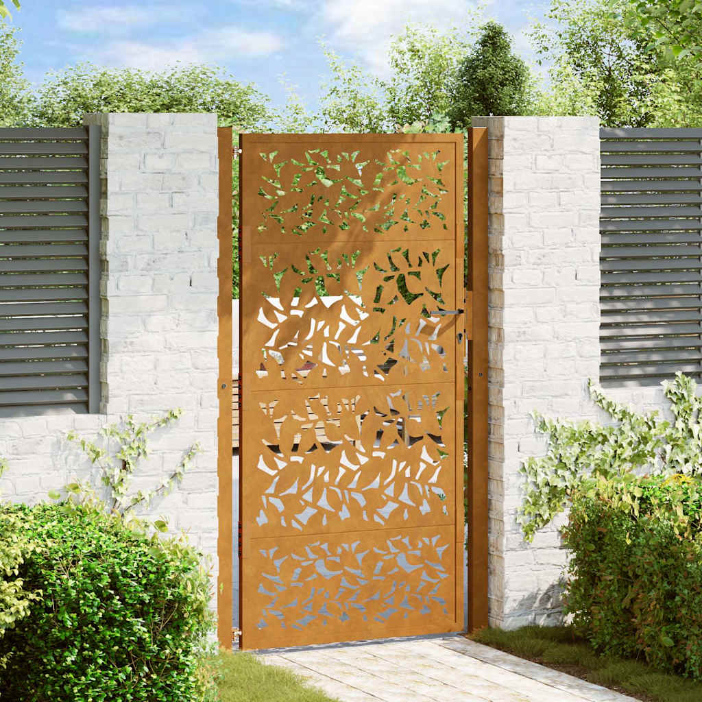 Garden Gate 100x200 cm Weathering Steel Leaf Design
