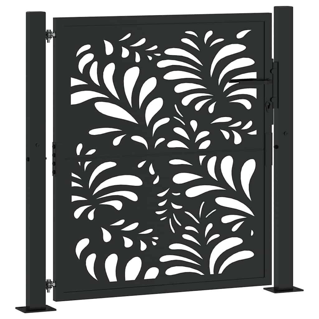 Garden Gate Black 100x100 cm Steel Wave Design