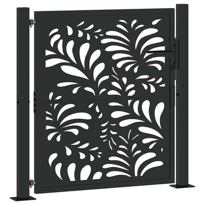Garden Gate Black 100x100 cm Steel Wave Design