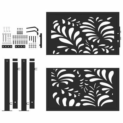 Garden Gate Black 100x100 cm Steel Wave Design