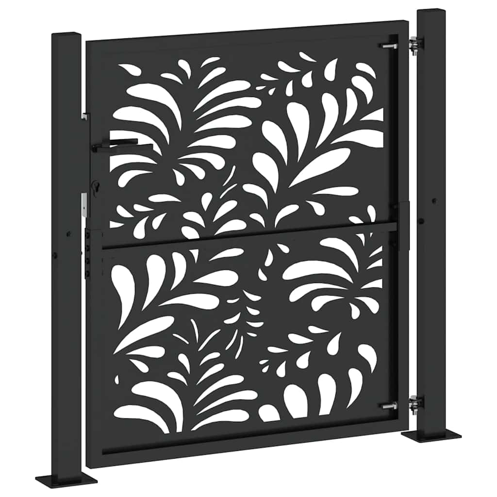 Garden Gate Black 100x100 cm Steel Wave Design
