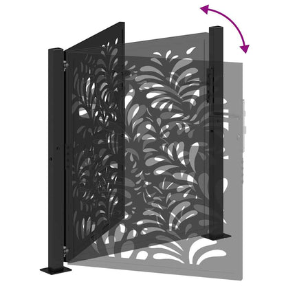 Garden Gate Black 100x100 cm Steel Wave  Design
