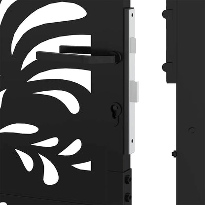 Garden Gate Black 100x100 cm Steel Wave Design