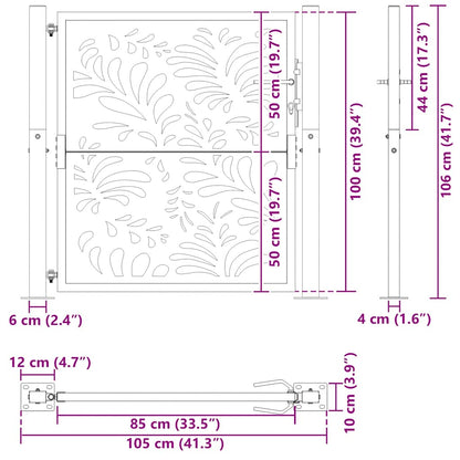 Garden Gate Black 100x100 cm Steel Wave Design