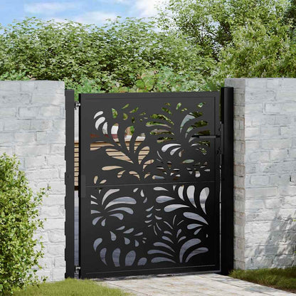Garden Gate Black 100x100 cm Steel Wave Design