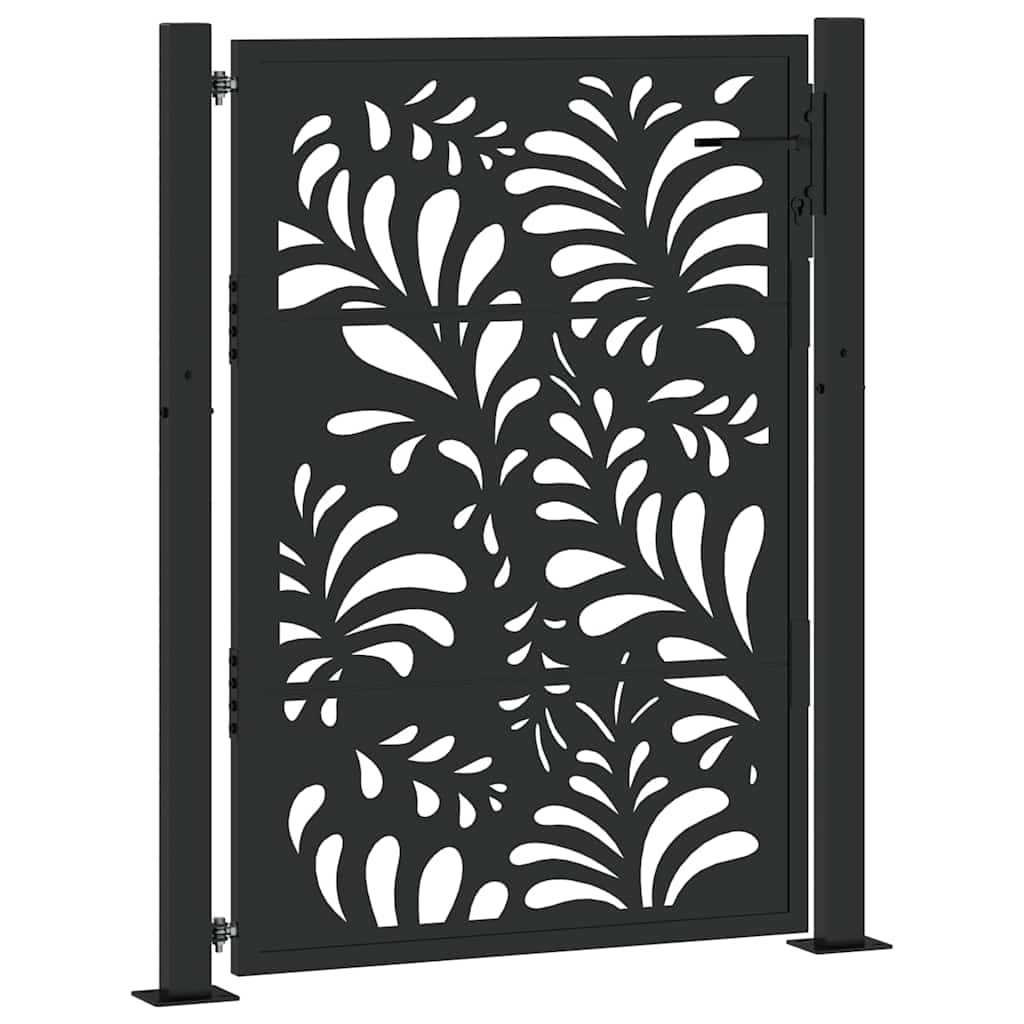Garden Gate Black 100x125 cm Steel Wave Design