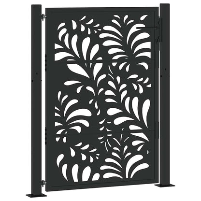 Garden Gate Black 100x125 cm Steel Wave Design