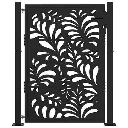 Garden Gate Black 100x125 cm Steel Wave Design