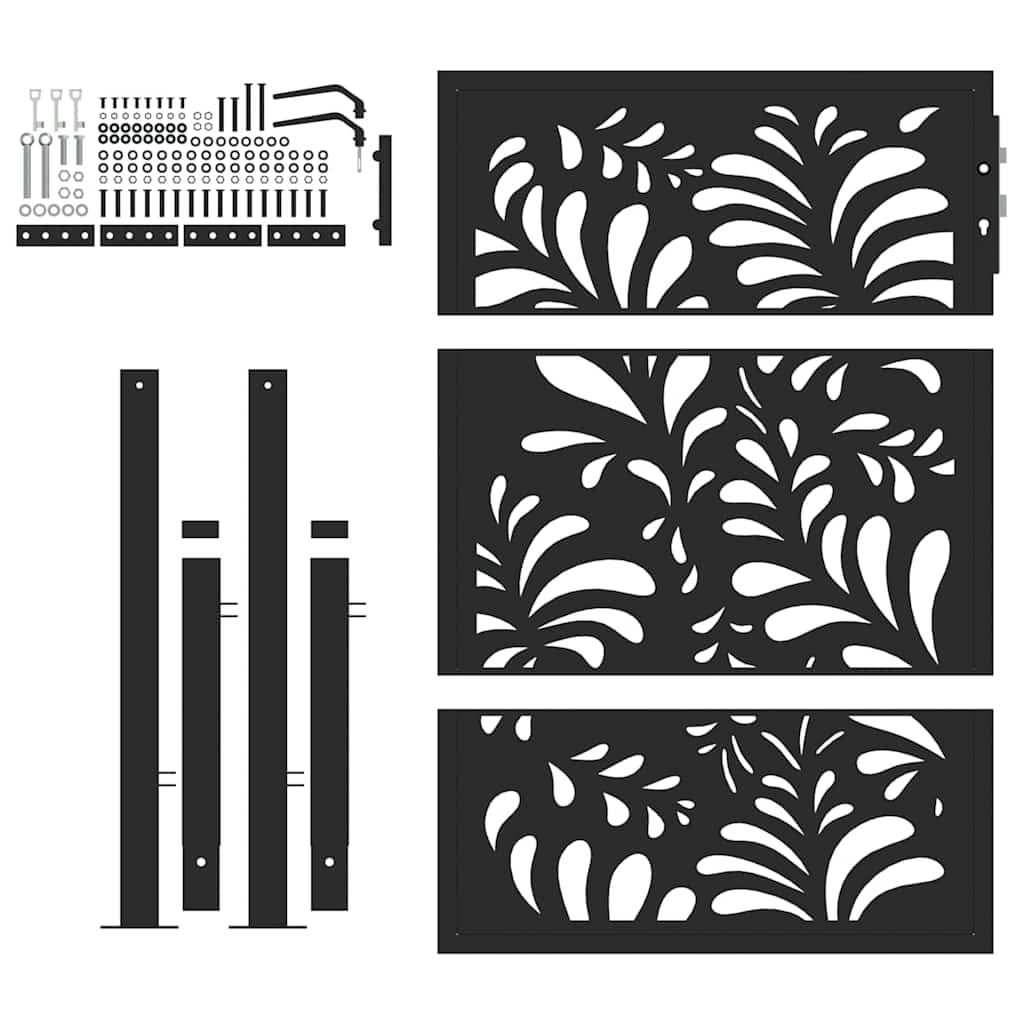 Garden Gate Black 100x125 cm Steel Wave Design