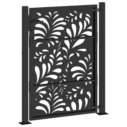 Garden Gate Black 100x125 cm Steel Wave  Design