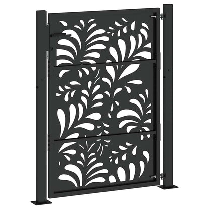 Garden Gate Black 100x125 cm Steel Wave Design