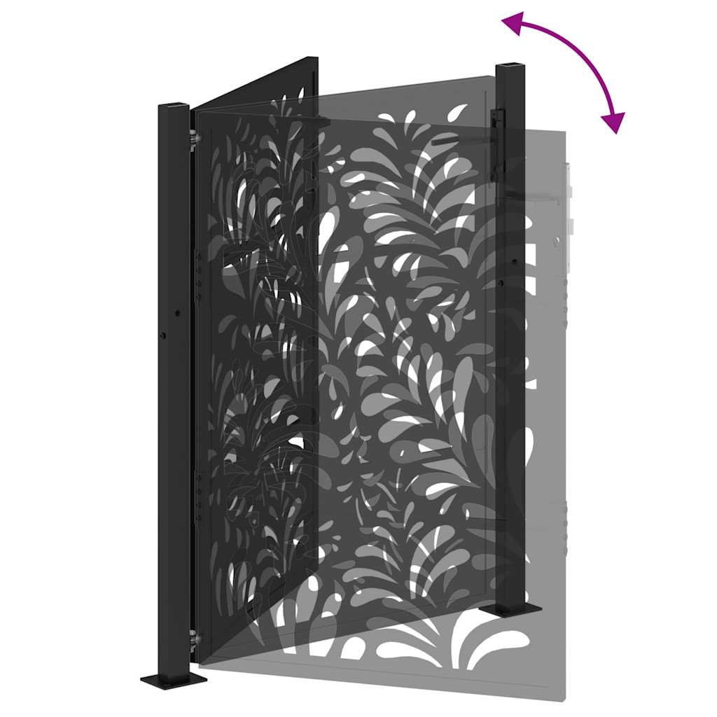 Garden Gate Black 100x125 cm Steel Wave  Design