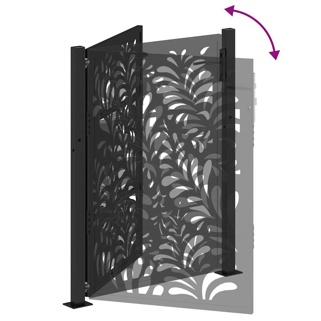 Garden Gate Black 100x125 cm Steel Wave Design