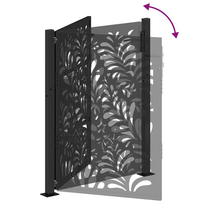 Garden Gate Black 100x125 cm Steel Wave Design