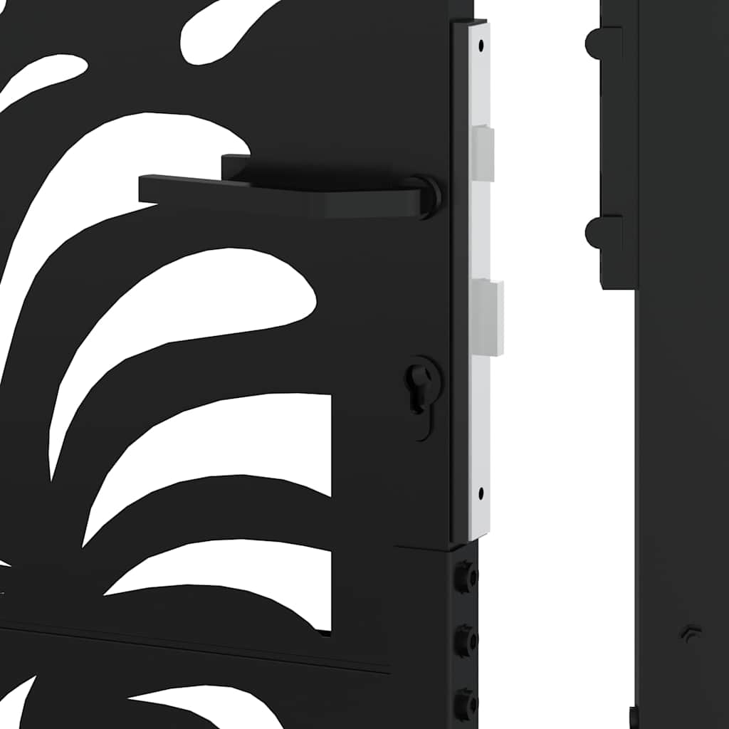 Garden Gate Black 100x125 cm Steel Wave Design
