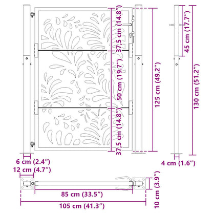 Garden Gate Black 100x125 cm Steel Wave  Design
