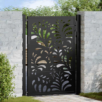 Garden Gate Black 100x125 cm Steel Wave Design