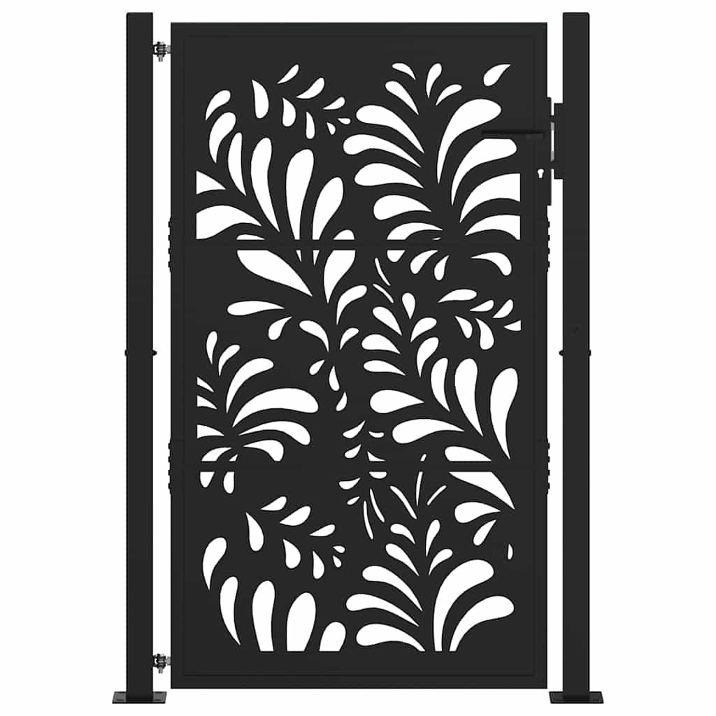 Garden Gate Black 100x150 cm Steel Wave Design