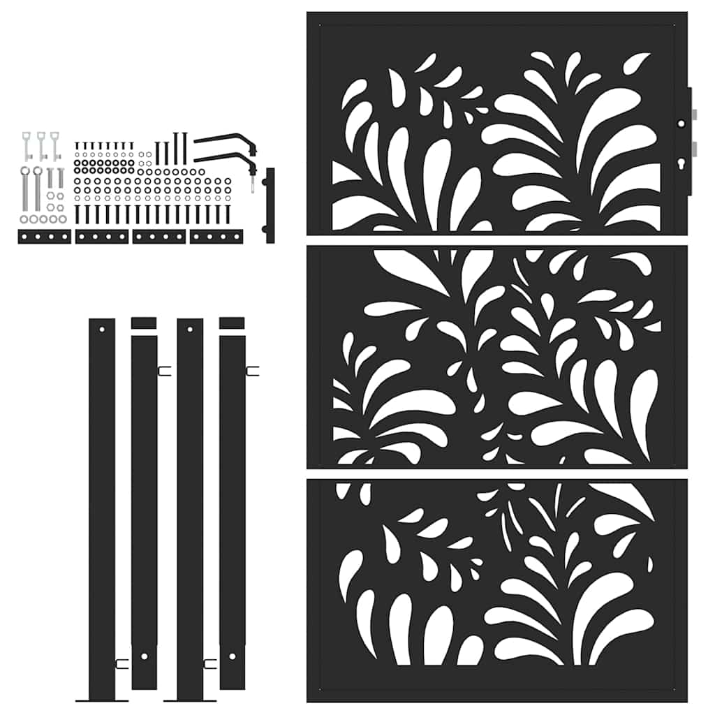 Garden Gate Black 100x150 cm Steel Wave  Design