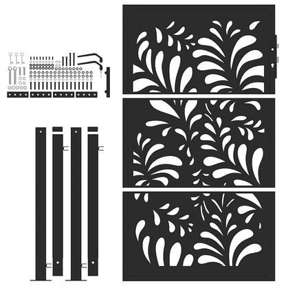 Garden Gate Black 100x150 cm Steel Wave  Design