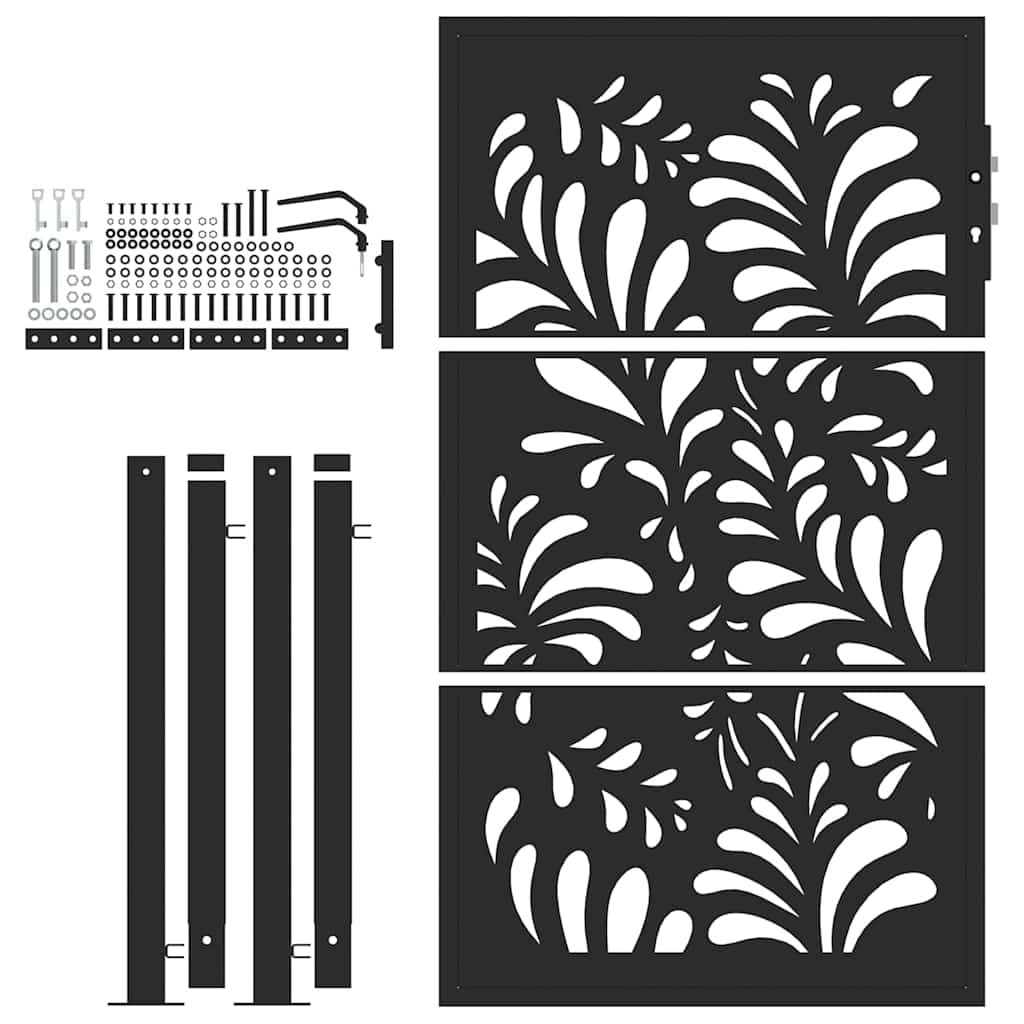 Garden Gate Black 100x150 cm Steel Wave Design