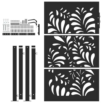 Garden Gate Black 100x150 cm Steel Wave Design