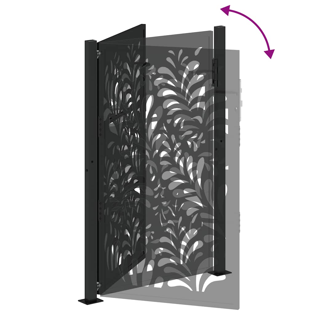 Garden Gate Black 100x150 cm Steel Wave  Design