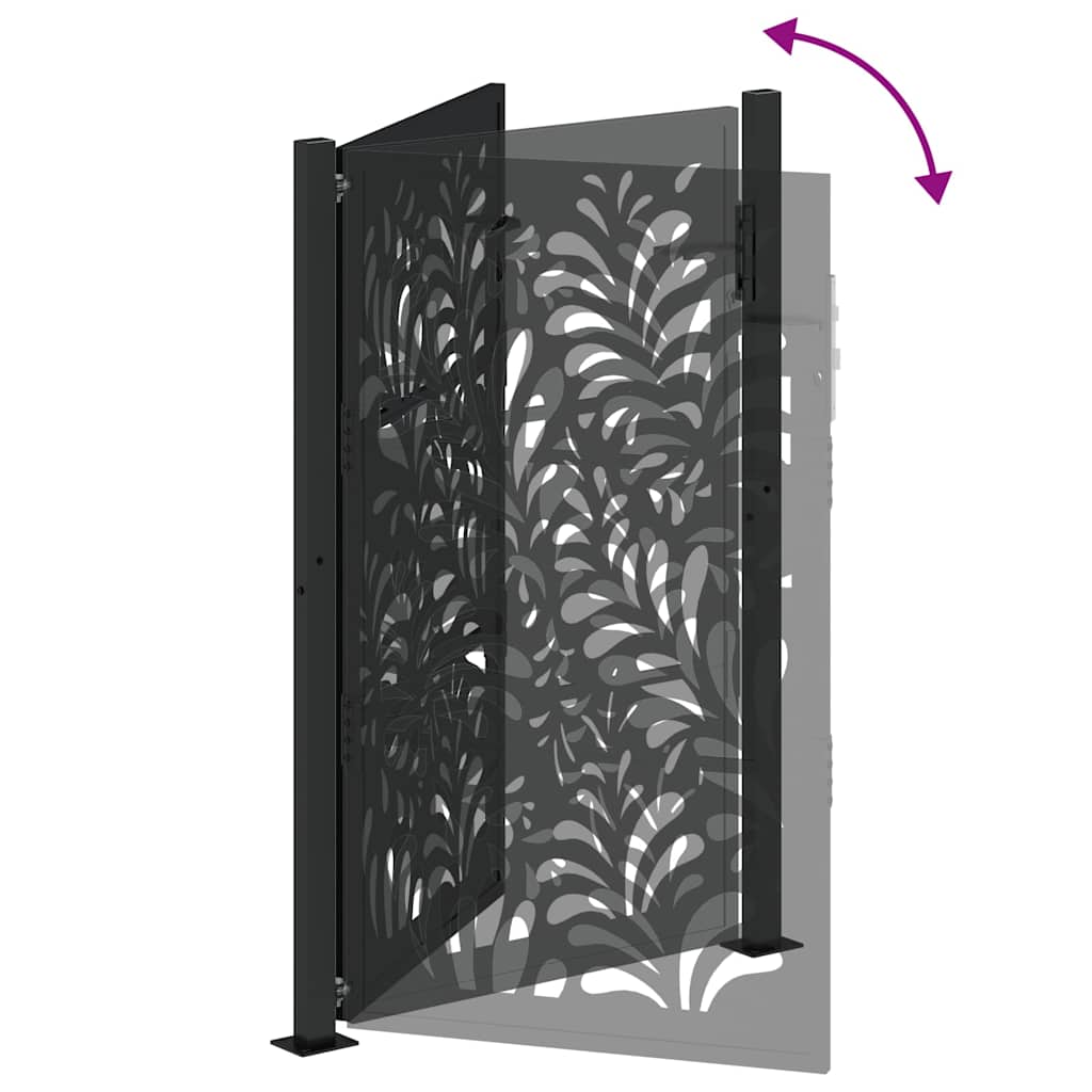 Garden Gate Black 100x150 cm Steel Wave Design