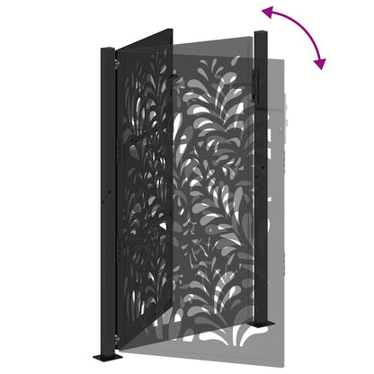 Garden Gate Black 100x150 cm Steel Wave Design