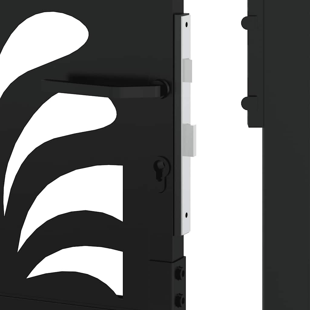 Garden Gate Black 100x150 cm Steel Wave Design