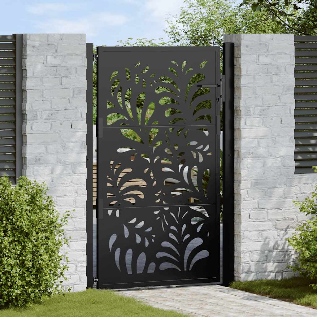 Garden Gate Black 100x150 cm Steel Wave Design