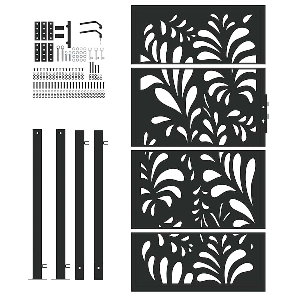 Garden Gate Black 100x175 cm Steel Wave  Design