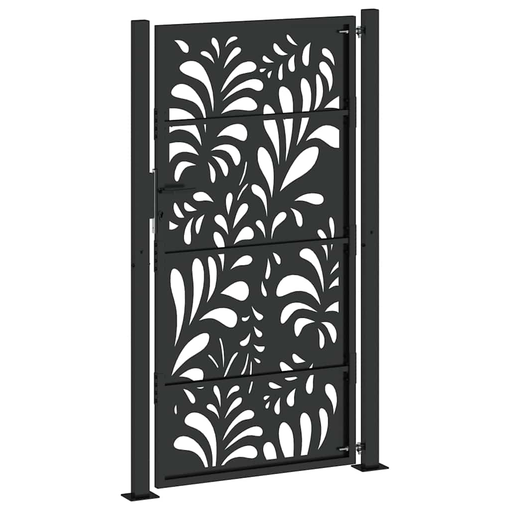 Garden Gate Black 100x175 cm Steel Wave Design